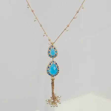 Collier med stenar 40-45cm 18K 9,4g.