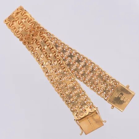 Armband X-länk längd 18,5cm bredd 15mm Norens Guldateljé 1968, 18K Vikt: 38 g