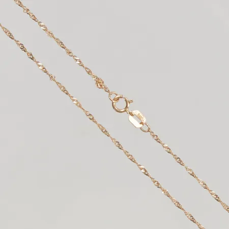 Kedja Singapore knutar på länken ca38cm 18K 1,2g.