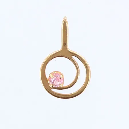 Hänge med rosa sten, ca 15mm, 14K Vikt: 0,6 g