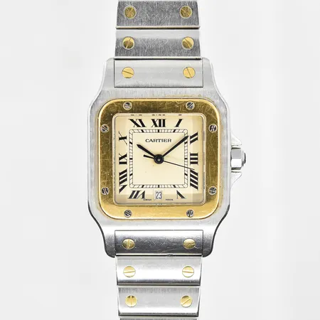Armbandsur Cartier Santos Galbée, stål/guld, quartz, ca 29x41mm, refnr 187901, serienr 65932, ca 1990-tal, datum, ytliga repor, fungerade vid testtillfället, innermått ca 18cm, mjukt etui, inga övriga tillbehör.