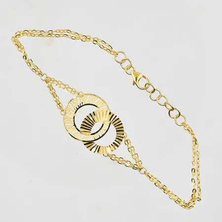 Armband längd 17½-19cm, bredd 2-16mm, 21K. Vikt: 3,5 g