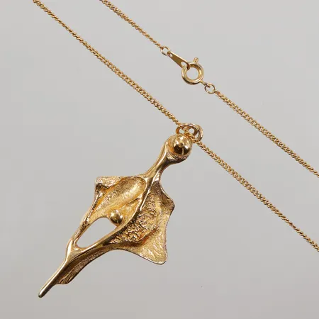 Collier med hänge längd 60cm, bredd 1,5-28mm, förgylld tenn