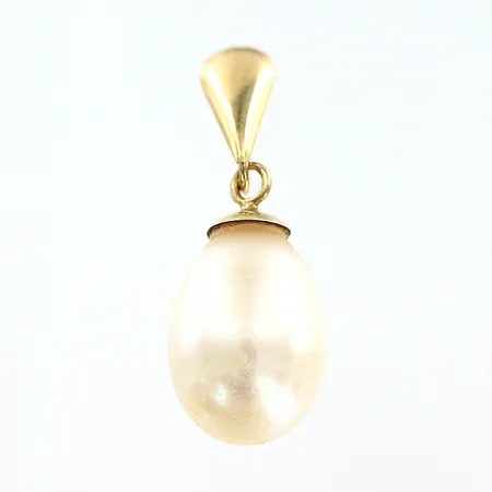 Hänge 20x7mm, odlad sötvattenpärla, 18K Vikt: 1 g