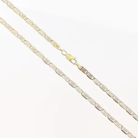 Collier längd 40cm bredd 3mm vit/gulguld 14K.  Vikt: 7,4 g