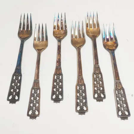 6 Bordsgafflar, längd 17,5cm, modell Princess, 830/1000 silver Vikt: 198,0g Vikt: 240,7 g