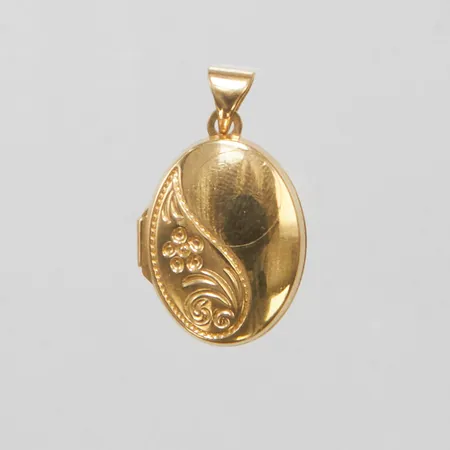 Hänge/medaljong längd 23mm inkl ögla, bredd 14mm, GHA, 18K, bruttovikt: 1,6g Vikt: 1,6 g