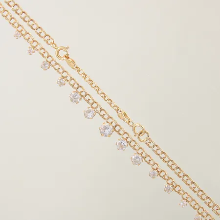 Collier Bismarck med vita stenar ställbar längd 45-49cm, avtagbart lås, bredd 3mm 18K  Vikt: 7,5 g