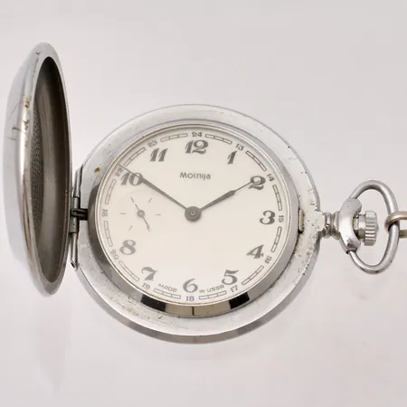 Fickur Molnija, stål, manuell, ca Ø50mm, boettnr: 956309, cal 3602, liten sekundvisning, kedja i metall, bruttovikt 94,17g.