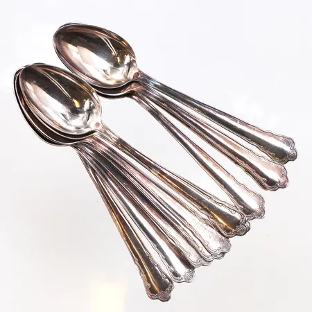 11 silverskedar, längd 12cm, 925/1000 silver. Vikt: 134,4 g
