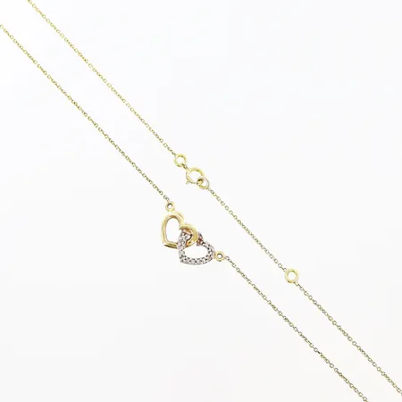 Collier längd 43, 45,5cm, bredd 1-8mm, diamanter 13 x ca 0,005ct, 8/8-slipade, 18K Vikt: 2,3 g
