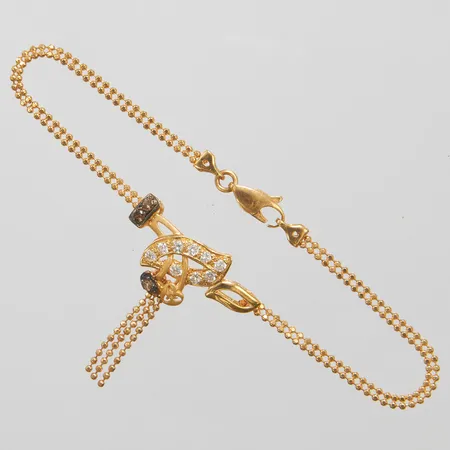Armband med stenar längd 18cm, bredd 2-30mm, defekt lås, 21K Vikt: 5,3 g