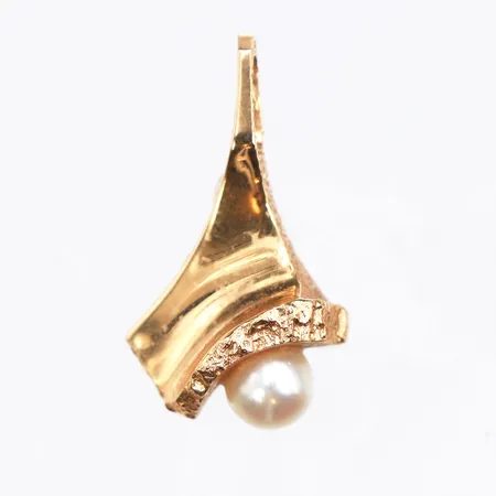 Hänge med pärla, längd 21,7mm, bredd 2,1-11,9mm, 18K. Vikt: 1,4 g