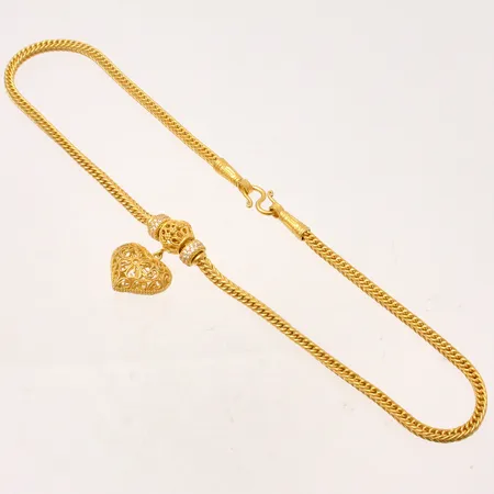Collier 44cm Rävsvans med hänge, vita stenar vid hänget, bredd 3,79mm, thaiguld 23K, 2bath, 30,4g.