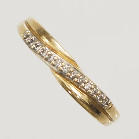 Ring med diamanter 12x0,005ct stl:15¾ bredd 1mm GHA 18K Vikt: 1,2 g