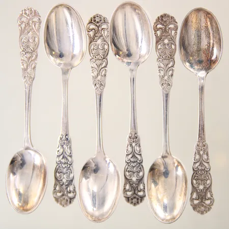 6 kaffeskedar modell Valdres Norge längd 11,5cm silver 830/1000 Vikt: 60 g