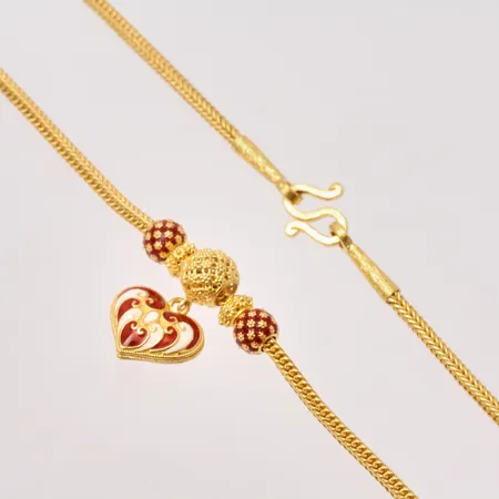 Collier 44cm Rävsvans och hänge med emalj, bredd 2,24mm, thaiguld 23K, 1bath, 15,2g.
