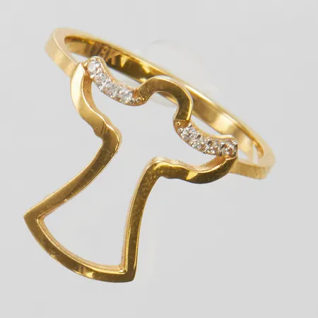 Ring med vita stenar stl:18, bredd:2-16mm, 18K Vikt: 2,5 g