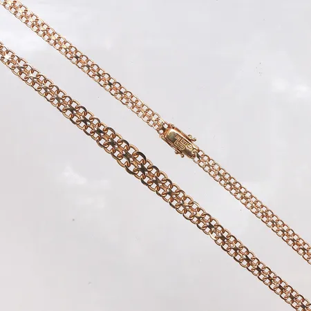 Collier X-länk, längd ca 44,5cm, bredd 4,5-7,1mm, 18K. Vikt: 14,3 g