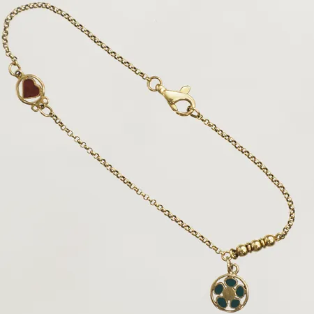 Armband med berlock med emaljarbete 19,5cm bredd 1,5mm 18K Vikt: 3,9 g