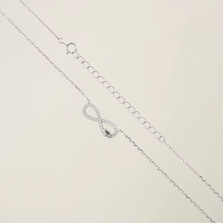 Kedja Ankar samt integrerat hänge med vita stenar ställbar längd 42-47cm bredd 1-7mm silver 925/1000 Vikt: 2,4 g