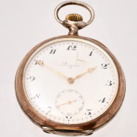 Fickur Longines Grand Prix i silver 800/1000, manuell, Ø51mm, verknr: 4065280, liten sekundvisare, repor på glas, bruttovikt 4,9g.