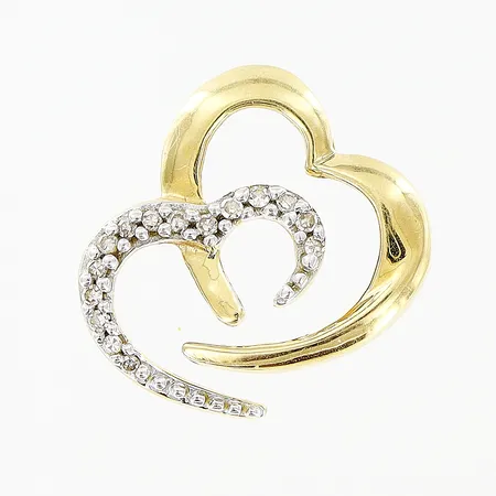 Hänge guldfynd 14x14mm, hjärtan, diamanter 15 x ca 0,005ct 8/8-slipade, 18K Vikt: 1,3 g