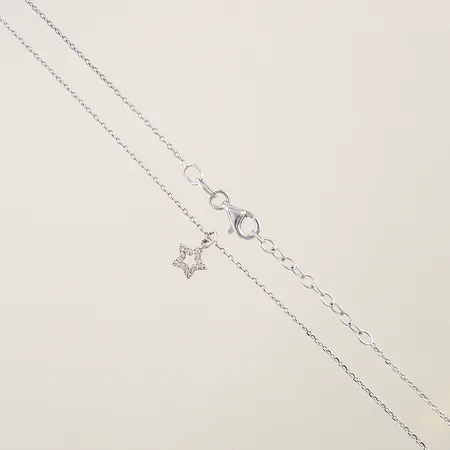Kedja Ankar samt integrerat hänge med vita stenar ställbar längd 43-46cm bredd 1mm silver 925/1000 Vikt: 1,9 g
