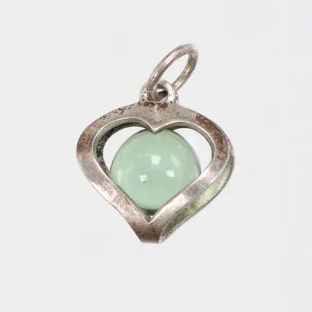 Hänge Alton hjärta med grön sten/glas 12x16mm silver 925/1000 Vikt: 1,1 g