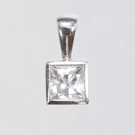 Hänge med vita stenar 7x15mm inklusive hängöglan 14K Vikt: 2 g