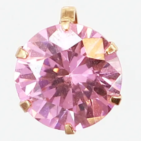 Hänge med rosa sten Ø8mm, 18K, bruttovikt: 0,9 gram Vikt: 0 g