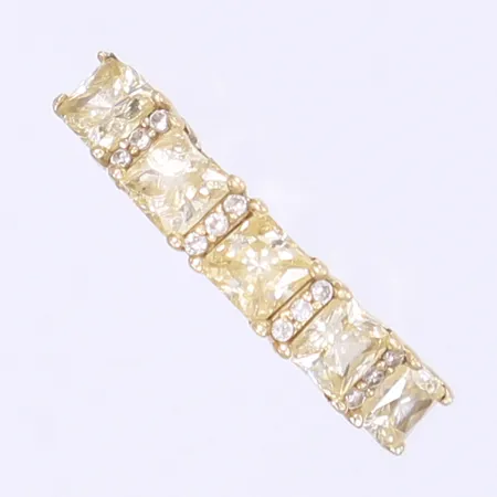 Ring med gula stenar stl 17 bredd 2-4mm 14K Vikt: 3 g