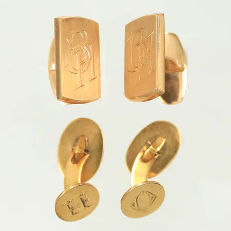 2 Par manschettknappar med monogram, 18K 18,0g