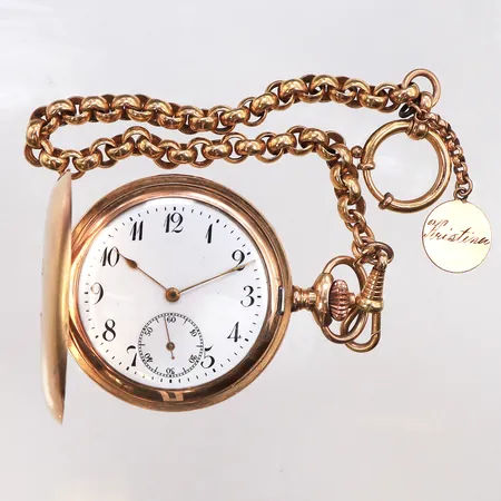 Savonett Geneva  i guldmetall, manuell, Ø50mm, boettnr 1474910, kedja i guldmetall, inga tillbehör. 