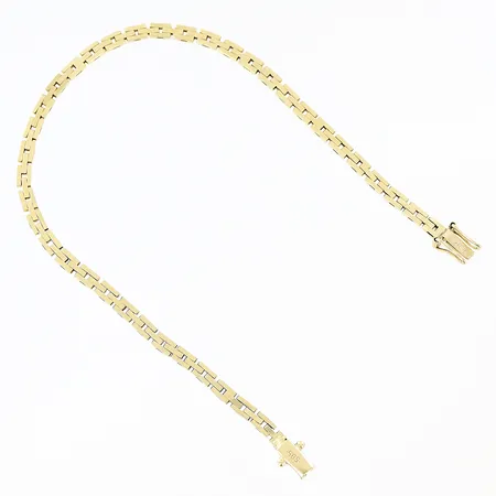 Armband Korridorlänk längd 19cm bredd 3mm 14K.  Vikt: 8,1 g