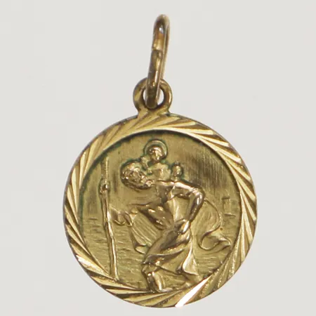 Hänge graverad "Gott schütze dich" längd 18mm, bredd 12,2mm 8K  Vikt: 0,8 g