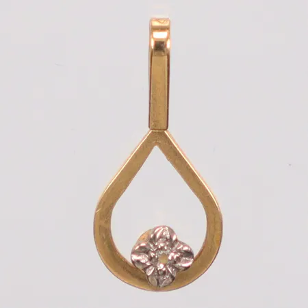 Hänge tvåfärgat längd 1,6cm, bredd 7,5mm, liten vit sten, 18K Vikt: 0,4 g