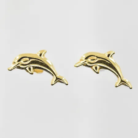 Örhängen delfiner stl:15x5mm, en stopp saknas, 18K. Vikt: 0,8 g