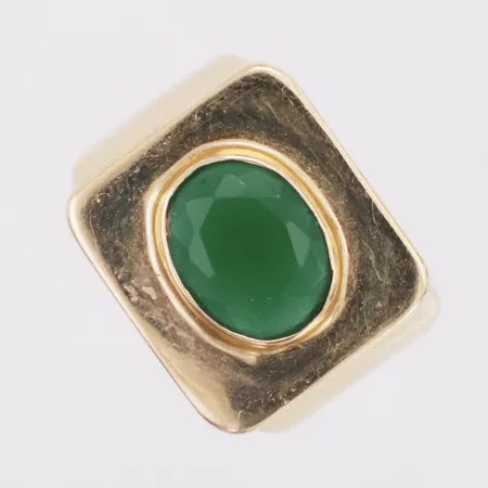 Ring smaragd stl:16¼ bredd 4,8-13mm buckla på skenans kant, 14K Vikt: 3,2 g