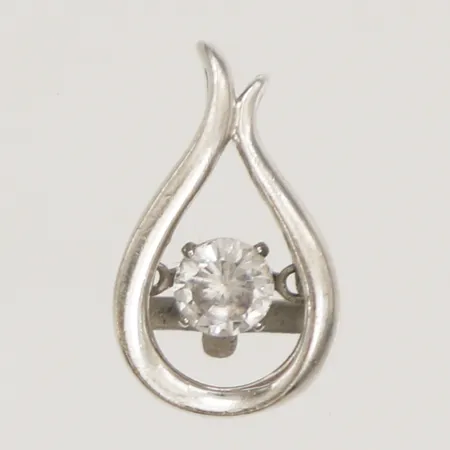 Hänge med vit sten längd 15mm, bredd 9mm GHA Silver 925/1000 Vikt: 1,1 g