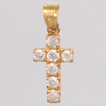 Kors med vita stenar längd 2cm 18k Vikt: 0,9 g