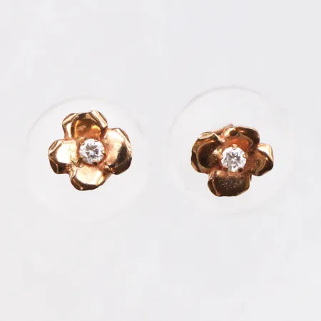 Örhängen med vita stenar, Ø6,5mm, 18K. Vikt: 0,5 g