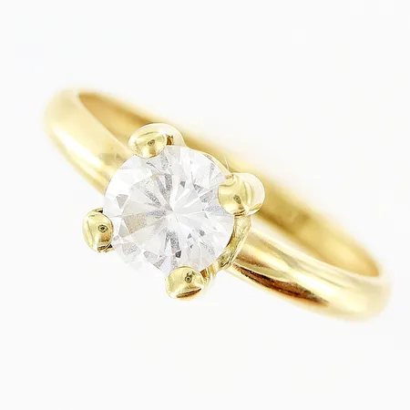 Ring vit sten Guldfynd stl:16¾ bredd 2-6mm 18K.  Vikt: 1 g