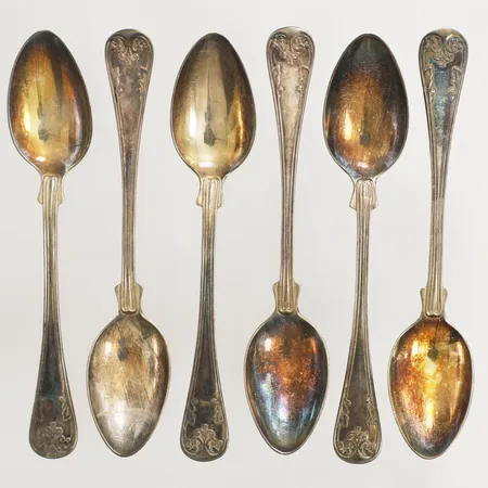 Sex kaffeskedar längd 12,5cm GAB år 1939 Silver 830/1000 Vikt: 87,9 g
