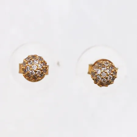 Örhängen med vita stenar, Ø5,1mm, förgyllt silver, 925/1000. Vikt: 1,1 g