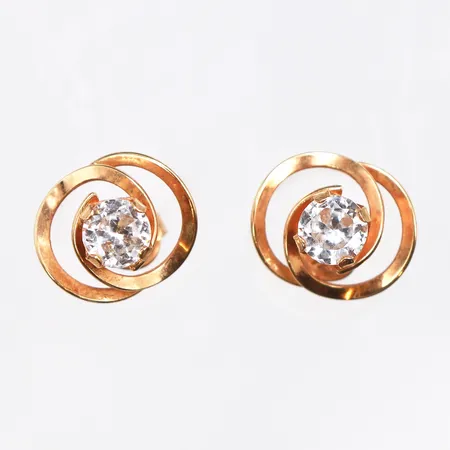 Örhängen med vita stenar, Ø3,7-10,2mm, 18K. Vikt: 1,6 g