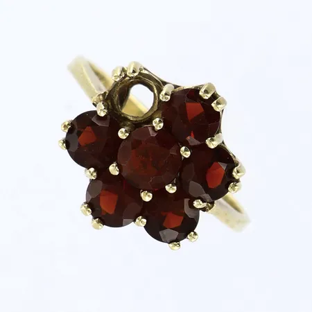 Ring med granater stl:16, bredd ca 12mm, 8K Vikt: 2,5 g