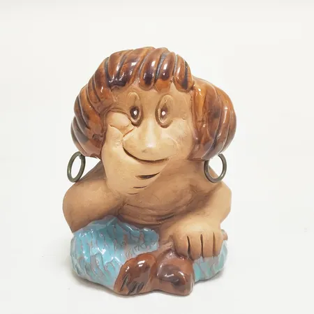 Figurin Troll, höjd ca 11cm, lergods, Vikt: 536,8g