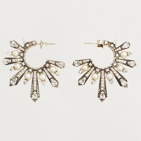 Ett par örhängen Thomas Sabo med cubic zirconia samt pärlor, Ø38mm, silver 925/1000 Vikt: 14 g