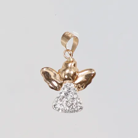 Hänge ängel med vita stenar, 15x12mm, 18K Vikt: 0,2 g